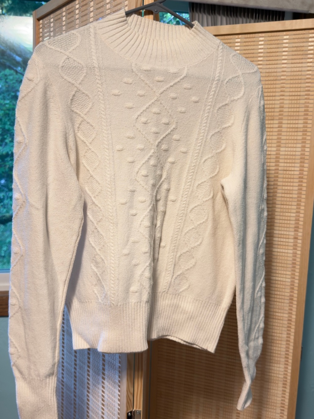 Lucky Brand Cream Cable Mock Neck Sweater